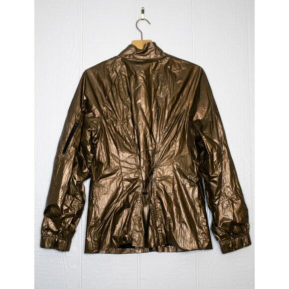 CARBON 38 Metallic Bronze Gold Crinkle Track Jacket Lace String Back NWT SMALL - Picture 9 of 14